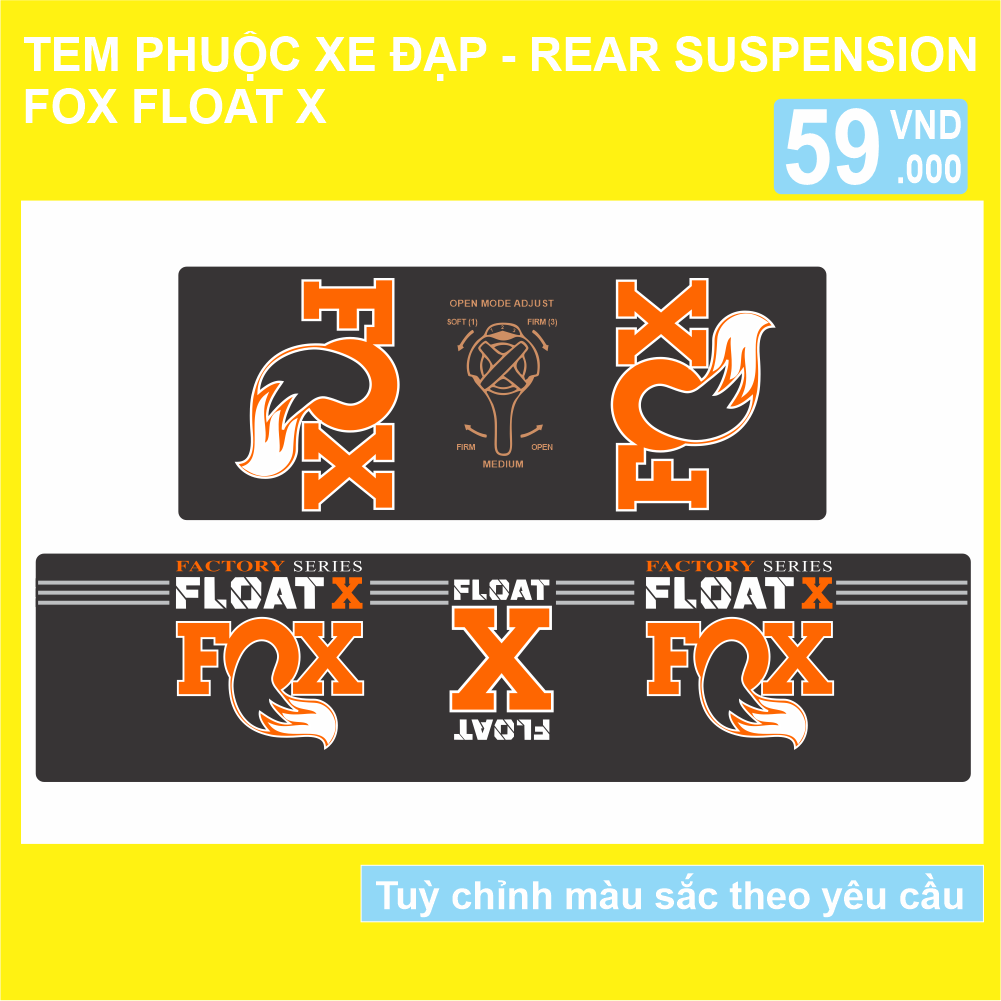 Tem decal dán phuộc sau xe đạp địa hình MTB FOX FLOAT X