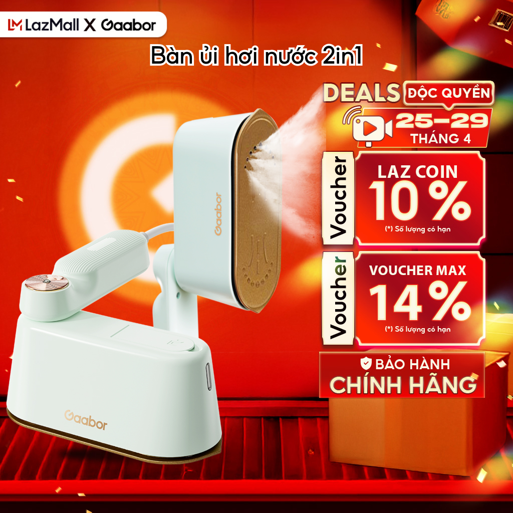 [HỎA TỐC HCM] Bàn ủi hơi nước cầm tay gấp gọn Gaabor HM-M01A làm nóng nhanh 2 chế độ là nước và là khô tiện lợi - Bảo hành 12 tháng 1 đổi 1