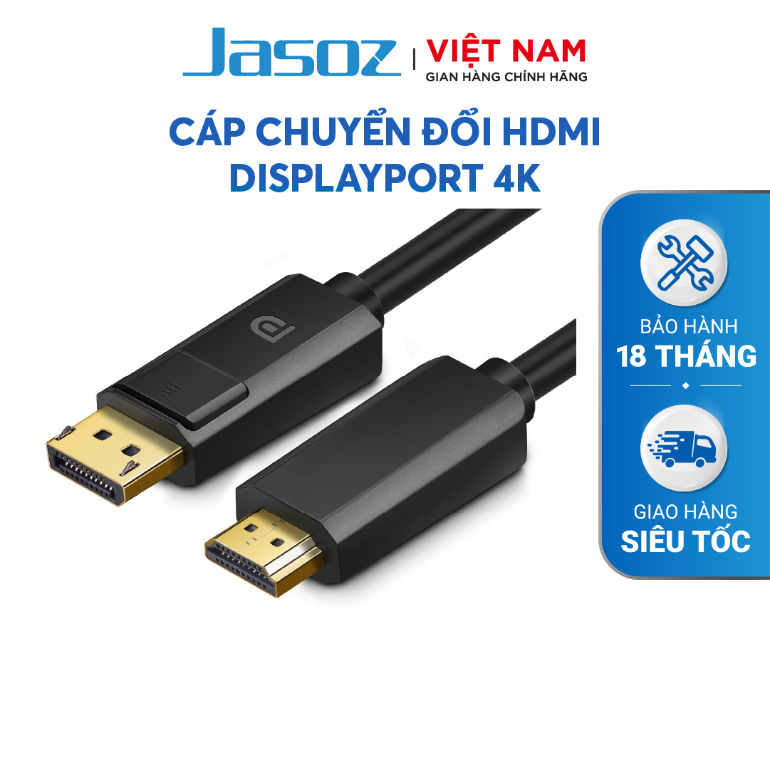 Cáp chuyển đổi displayport sang hdmi - 4k jasoz a121 - hàng chính hãng - bảo hành 18 tháng