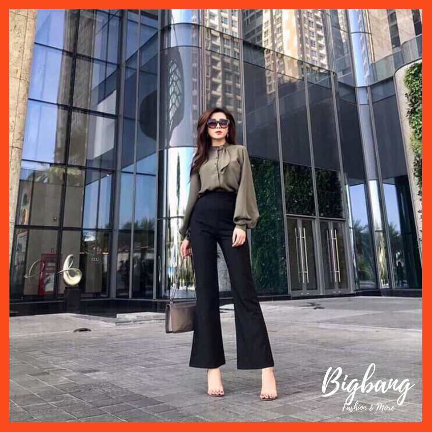 Quần ống loe dài vải tuyết mưa cực đẹp siêu hack dáng hot hit, quần vải ống bát cực đẹp, phối đồ sang chảnh, giá hấp dẫn - Bigbang Shop