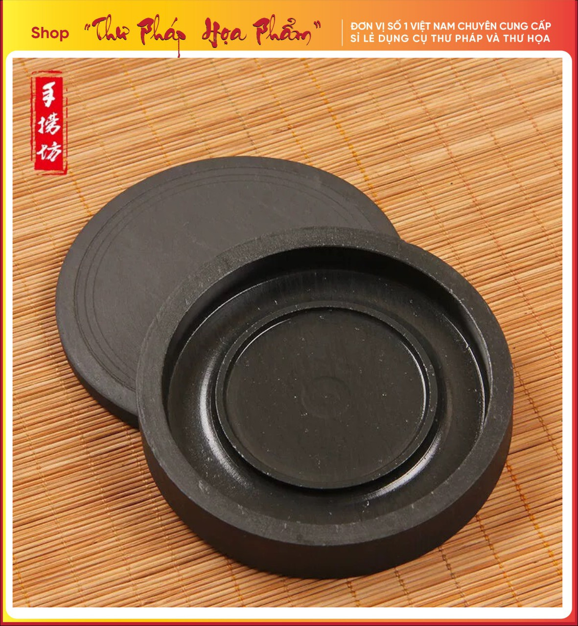 Nghiên đá thư pháp thư họa La Văn Nghiên đường kính 10cm dùng cho thư pháp thư hoạ