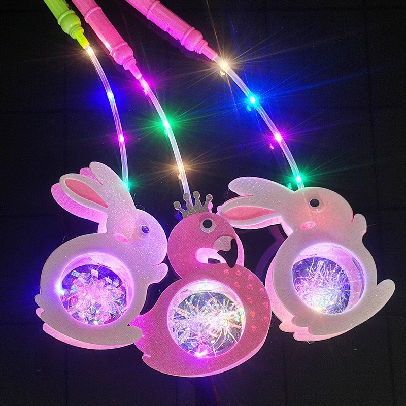 Đèn lồng trung thu hình con thỏ có đèn led nhấp nháy phát sáng cho bé