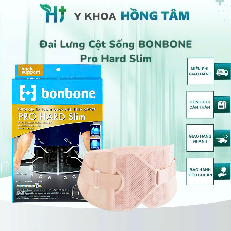 Đai Lưng Cột Sống BONBONE Pro Hard Slim, Giữ Thẳng Lưng Với 6 Thanh Nẹp, Thoáng Mát Khi Đeo