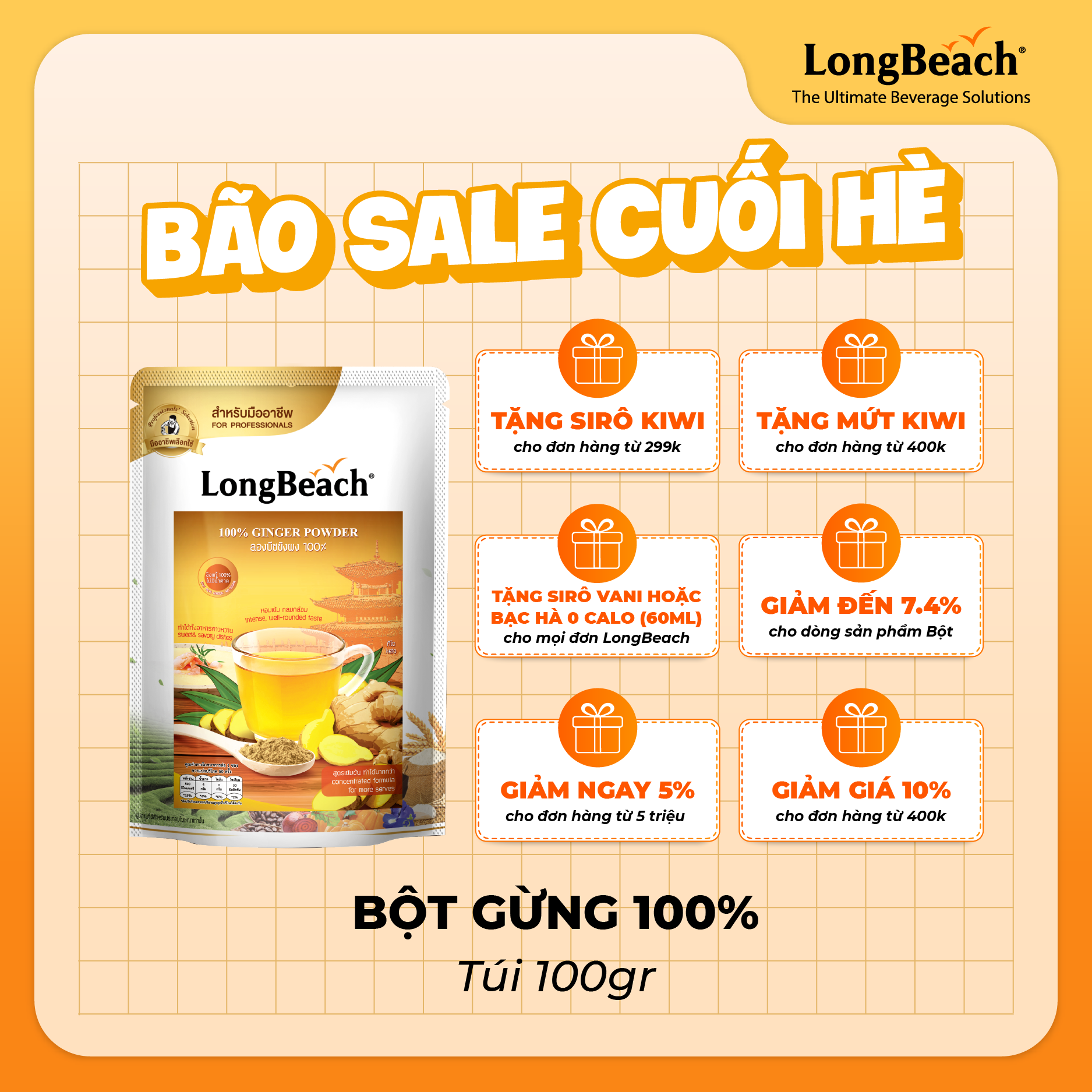 Bột gừng nguyên chất 100% - longbeach 100% ginger powder 100 g