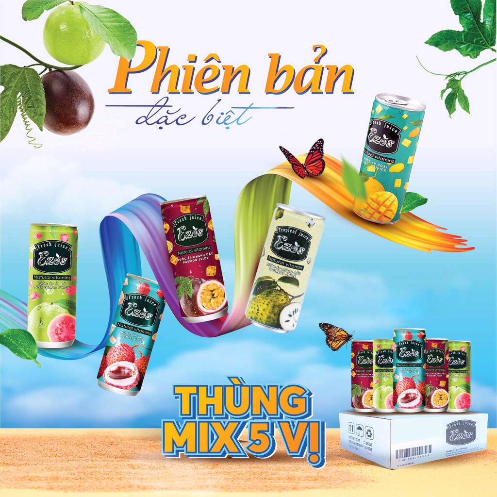 Combo 1 thùng 5 vị nước ép Ezos