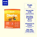 Sữa bột Vinamilk Dielac Gold 3 - Hộp thiếc 1400g (cho trẻ từ 1 - 2 tuổi) - Sữa công thức hỗ trợ phát triển trí não của trẻ, tăng cân, chiều cao