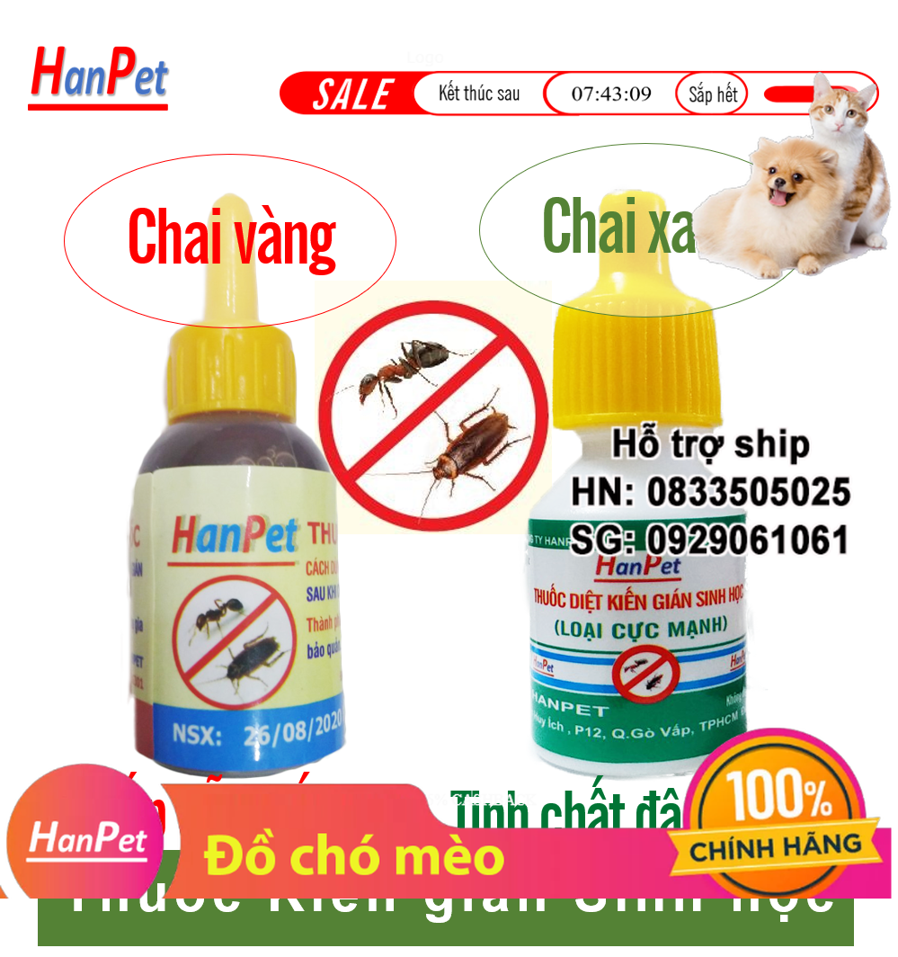 Hanpet - (Lẻ 1 lọ) Thuốc Diệt kiến gián sinh học Chính hãng - Dung dịch diệt kiến tận gốc