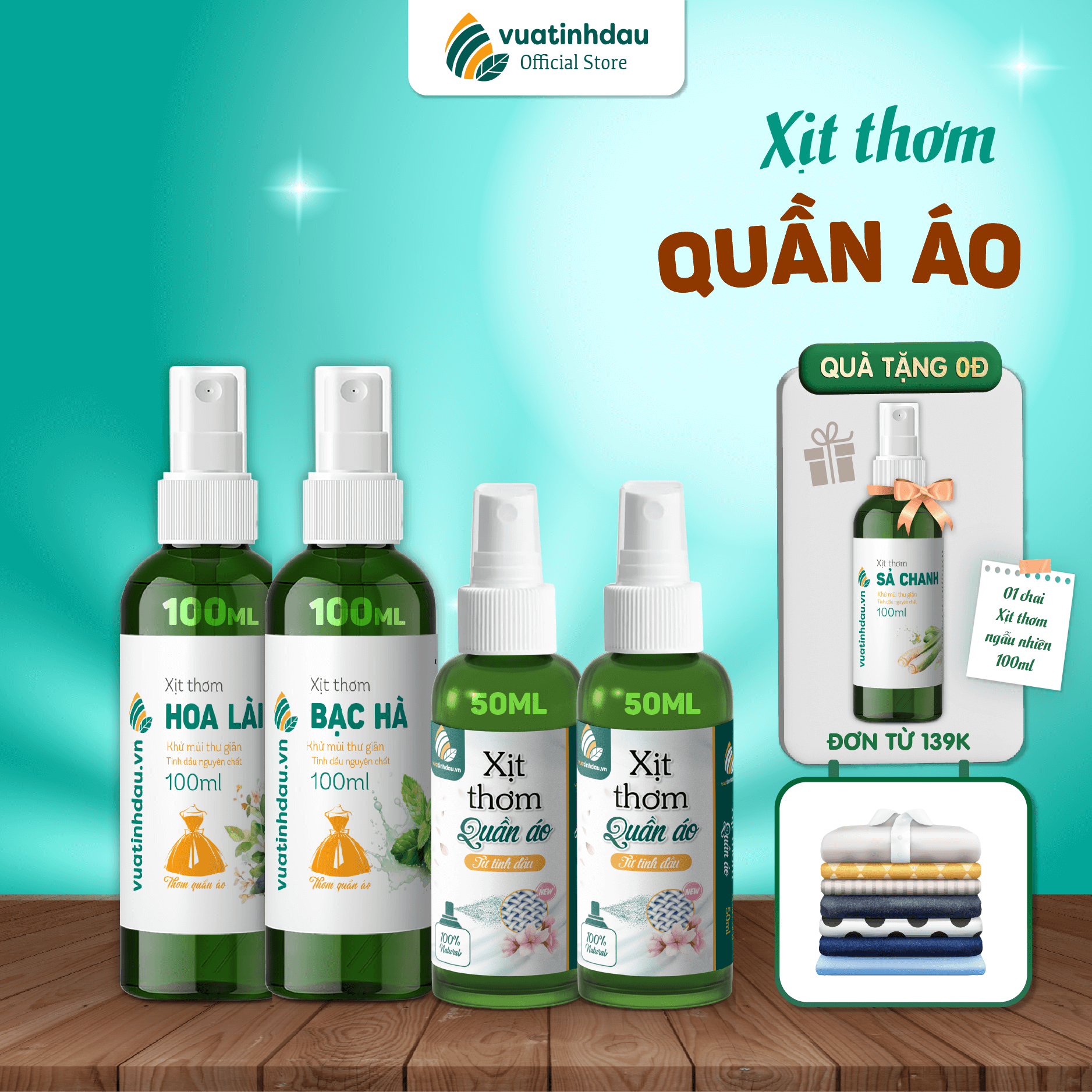 Chai Xịt Thơm Quần Áo, Thơm Vải 50ml VUATINHDAU Xịt Thẳng Quần Áo, Xịt Thơm Đồ, Xịt Khử Mùi Tủ Quần Áo