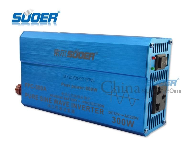Bộ đổi điện 12V Inverter Suoer FPC-300A sang 220V công suất cực đại 600W, đầu ra Sine chuẩn công suất 300W
