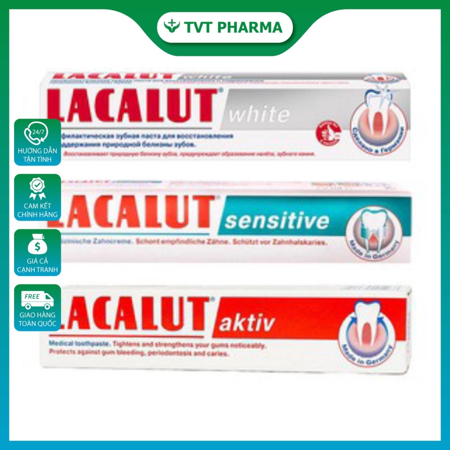 Kem đánh răng lacalut white làm trắng sạch vết bám tuýp 75ml lâclut