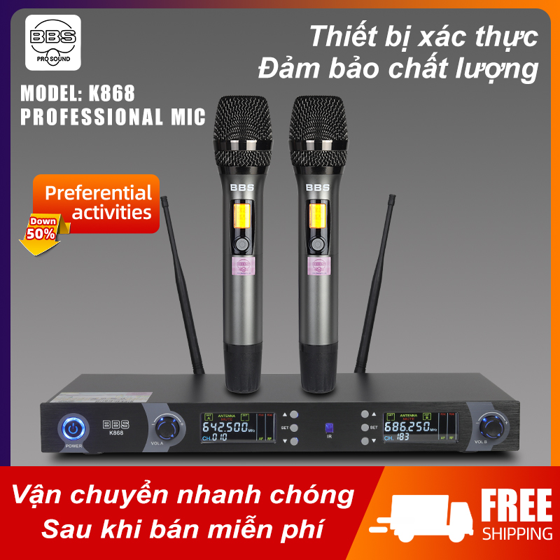 Micro Karaoke Chuyên Nghiệp Micro Cao Cấp BBS K868 Micro Không Dây Karaoke