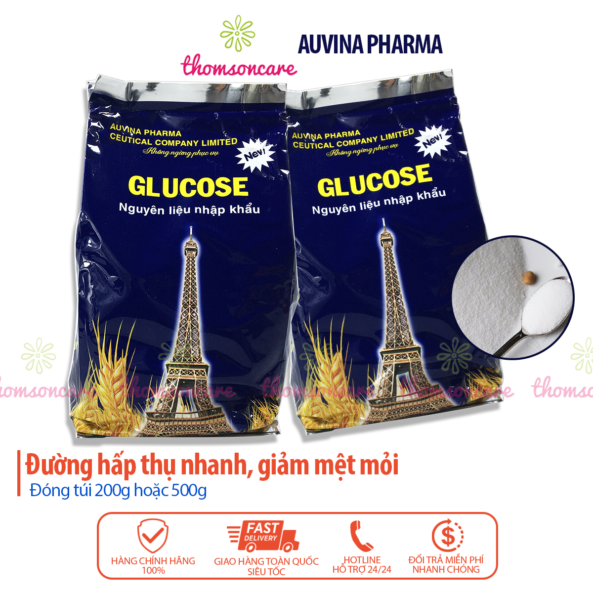 Đường thanh nhiệt Glucose gói 200g hoặc 500g giảm mệt mỏi thay đường kính