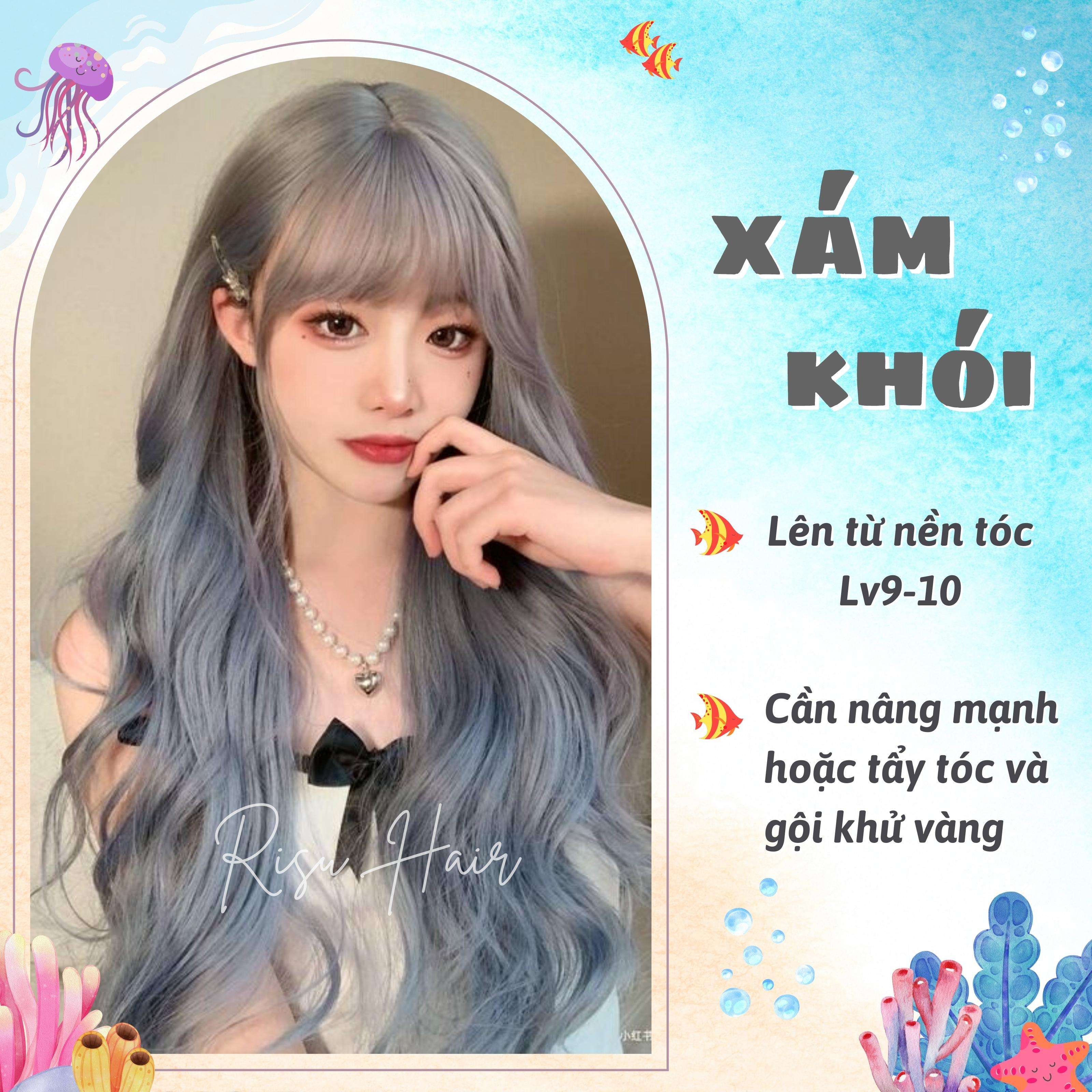 Thuốc nhuộm tóc màu xám khói - risu hair.