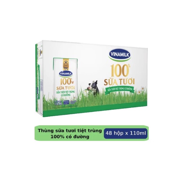 sữa tươi vinamilk 100% thùng 48 hộp 110ml date mới nhất