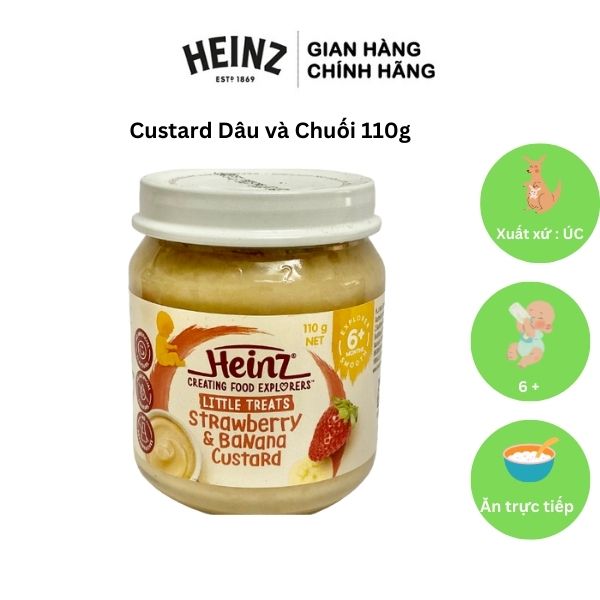 (HSD: T03/2025) Lọ Dinh Dưỡng Custard Vị Dâu Và Chuối HEINZ 110g (Bé 6 tháng tuổi)