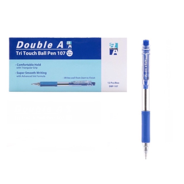 Bút bi Double A Tritouch 0.7mm, bút bi cao cấp, bút mực xanh, bút bi nét đậm - Soleil shop