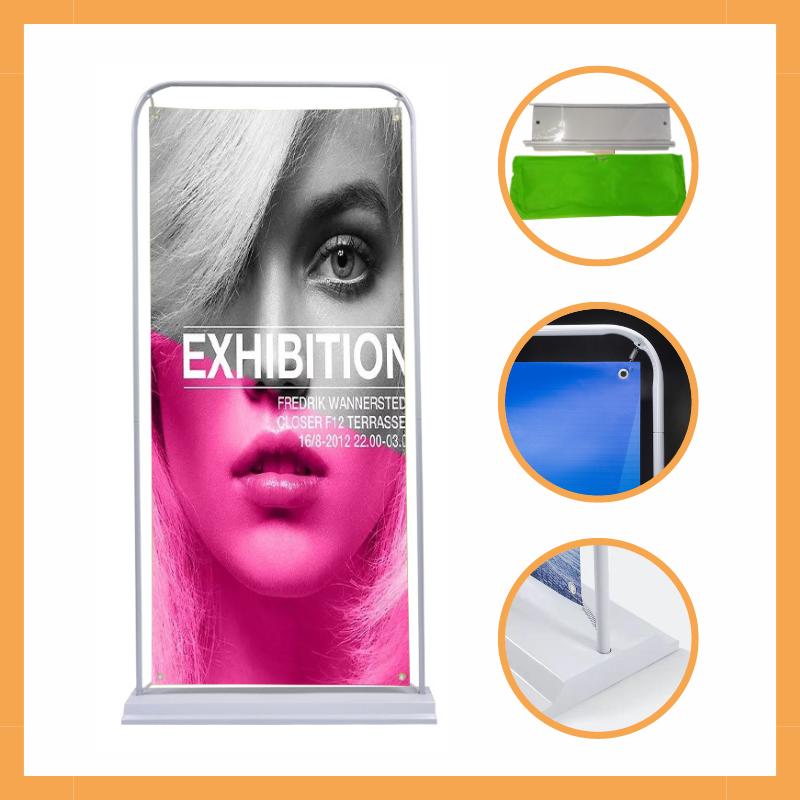 Khung standee kiểu cửa đế sắt tháo rời tiện lợi