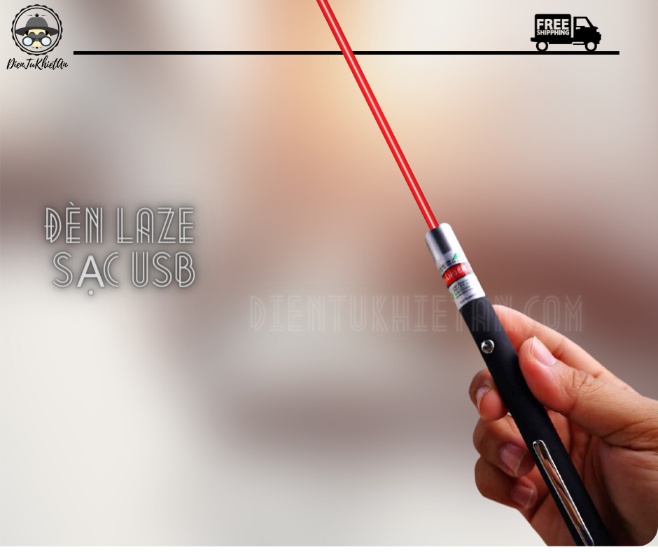 Bút laze laser công trình vỏ đen tia đỏ sạc usb cao cấp