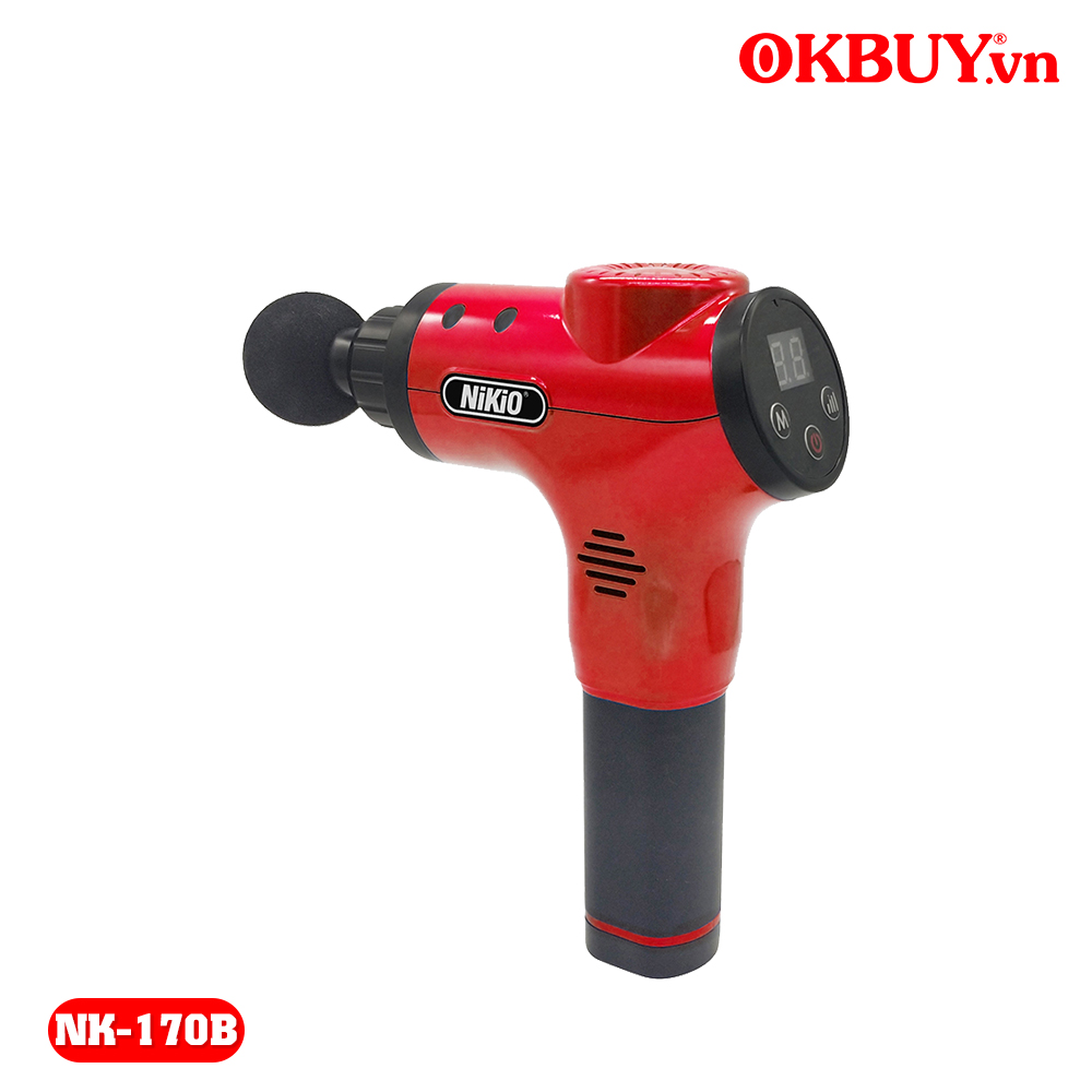 Súng massage, súng giãn cơ, máy massage cầm tay Nikio NK-170B, công nghệ massage có 5 chế độ đấm mạnh mẽ, phù hợp cho mọi đối tượng, 6 đầu massage