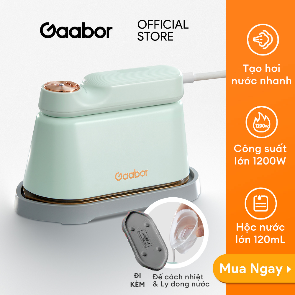 Bàn ủi hơi nước cầm tay gấp gọn du lịch cao cấp Gaabor HM-M01A 1200w bàn là 2in1 vừa ủi nước vừa ủi khô nhỏ gọn tiện lợi làm nóng nhanh tiết kiệm điện - Hàng chính Hãng