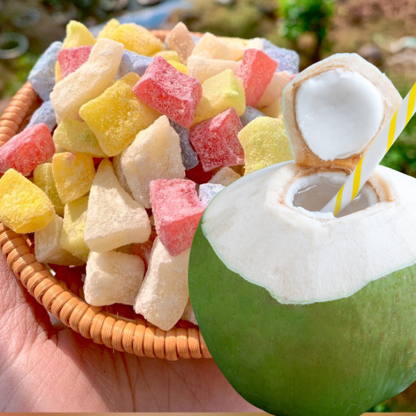 1kg mứt dừa non viên mix vị ngũ sắc - mứt tết 2023