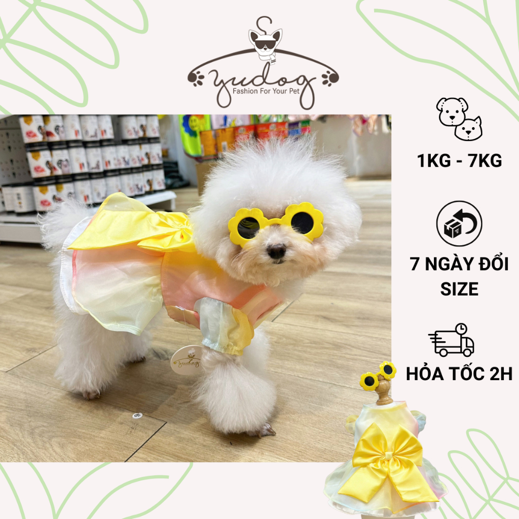 Áo đầm cho chó yudog áo đầm cho mèo, đầm voan mặc cho thú cưng chó mèo
