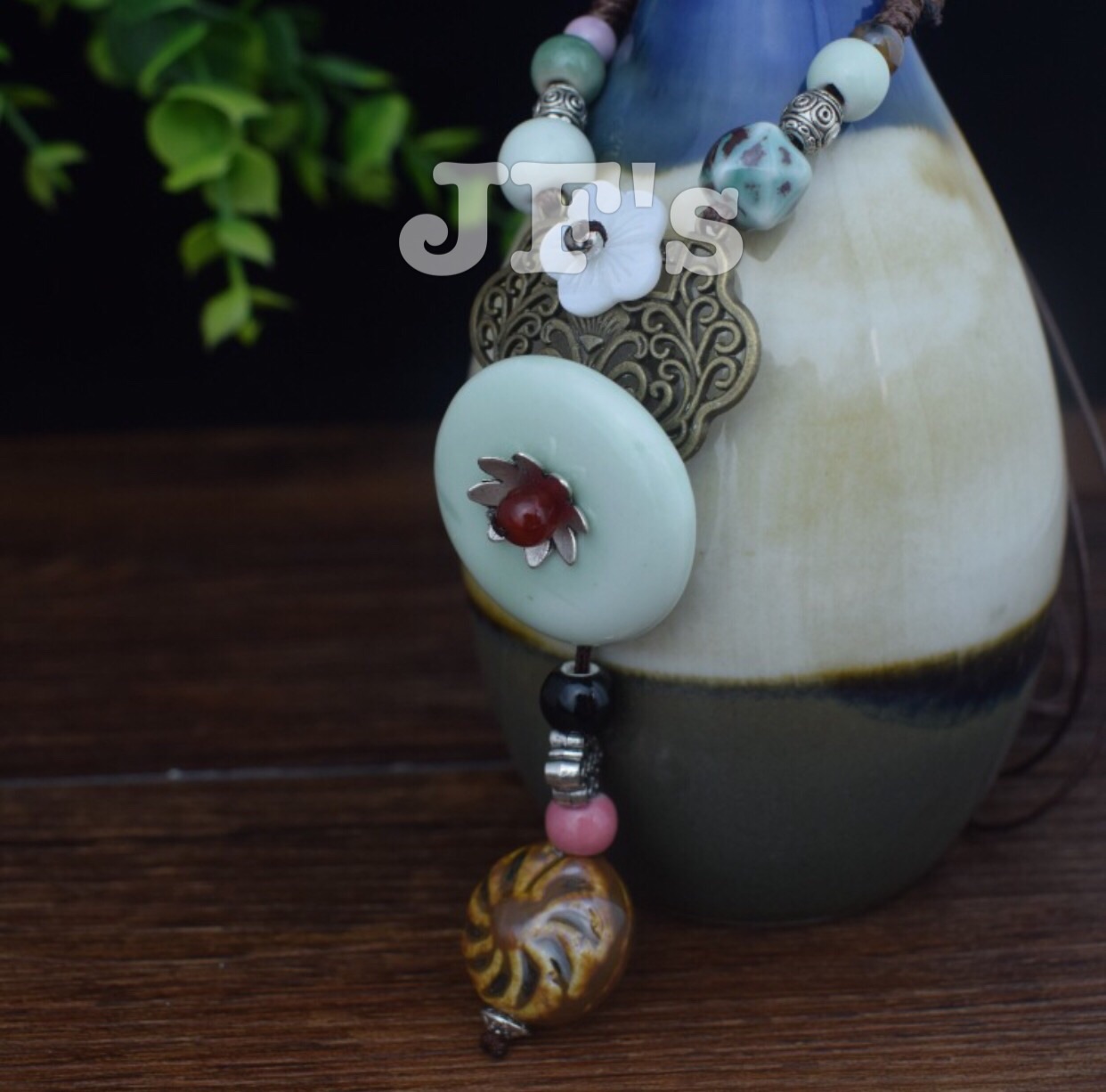 Vòng cỏ nữ bohemian, dây chuyền gốm sứ cho nữ