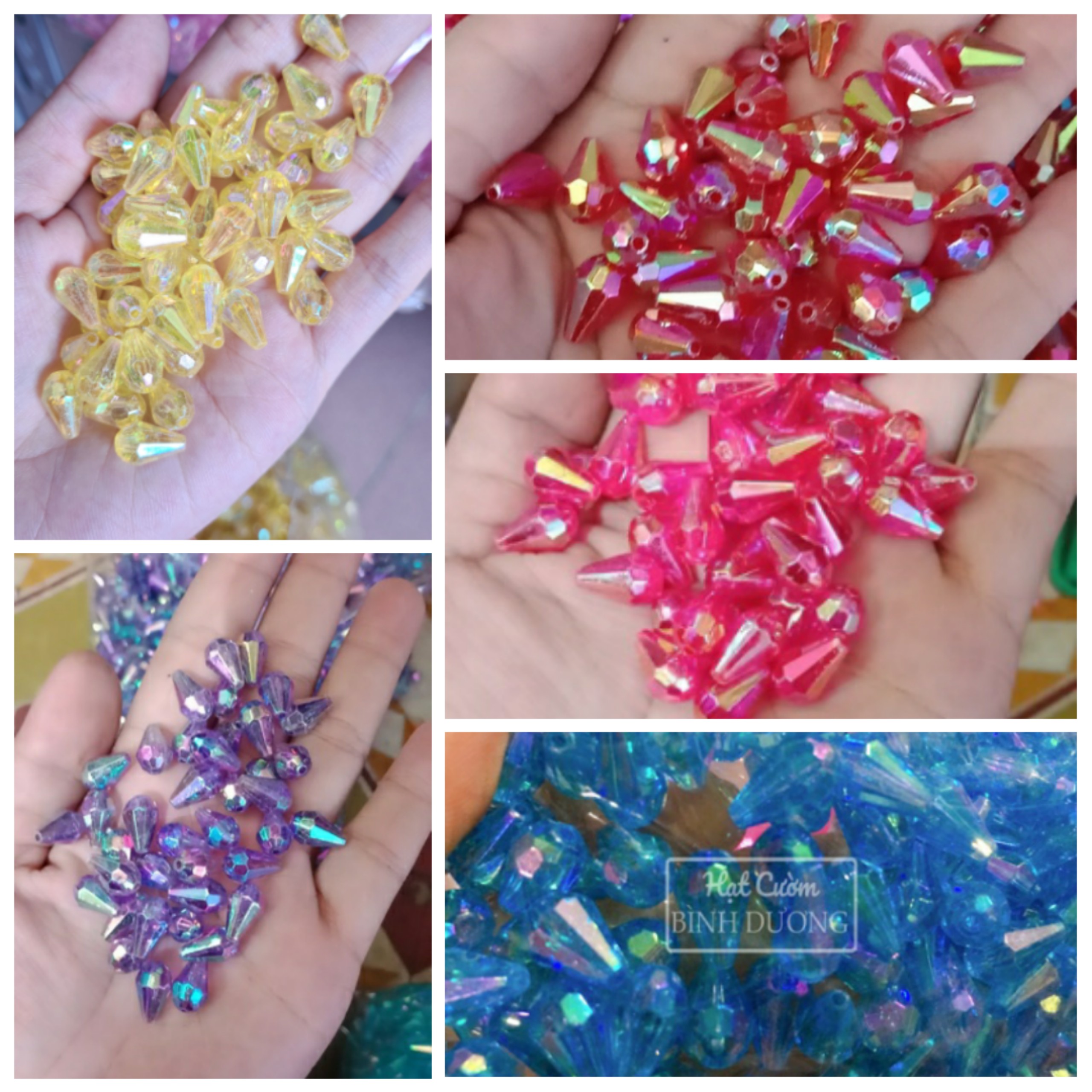 400 Hạt cườm giọt cừ dài 1cm gói 100gr nhựa Acrylic