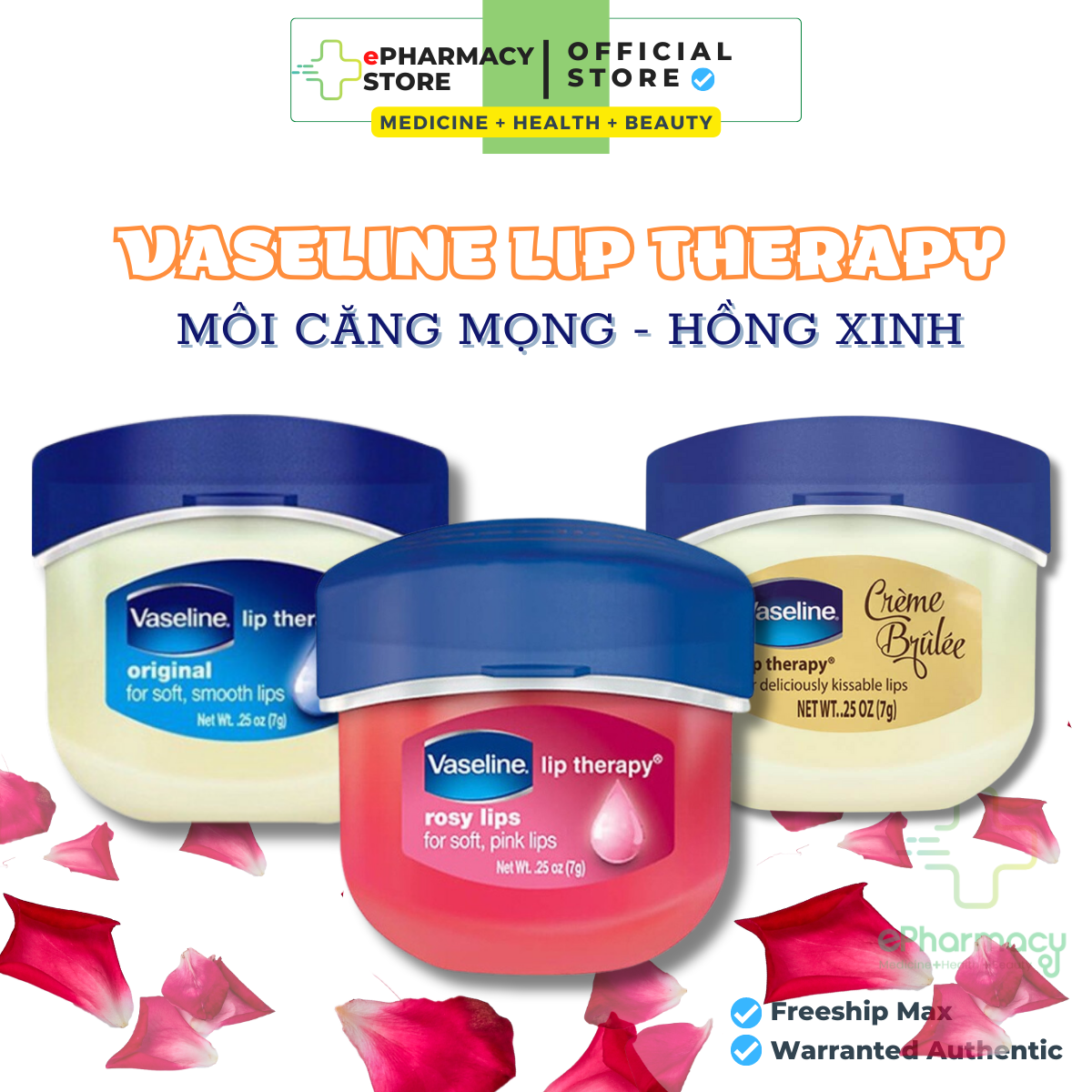 Son Dưỡng Môi Vaseline Lip Therapy USA  - Sáp Dưỡng Môi Vaseline - 7g/hũ