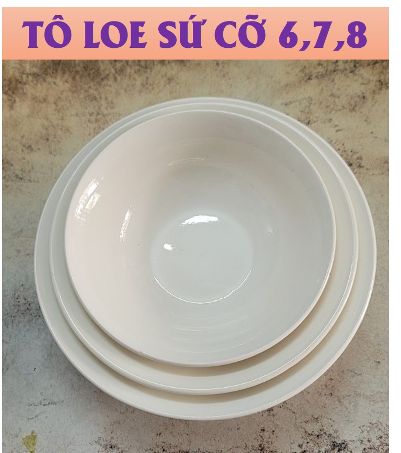 Tô loe gốm sứ trắng 4d - đủ size