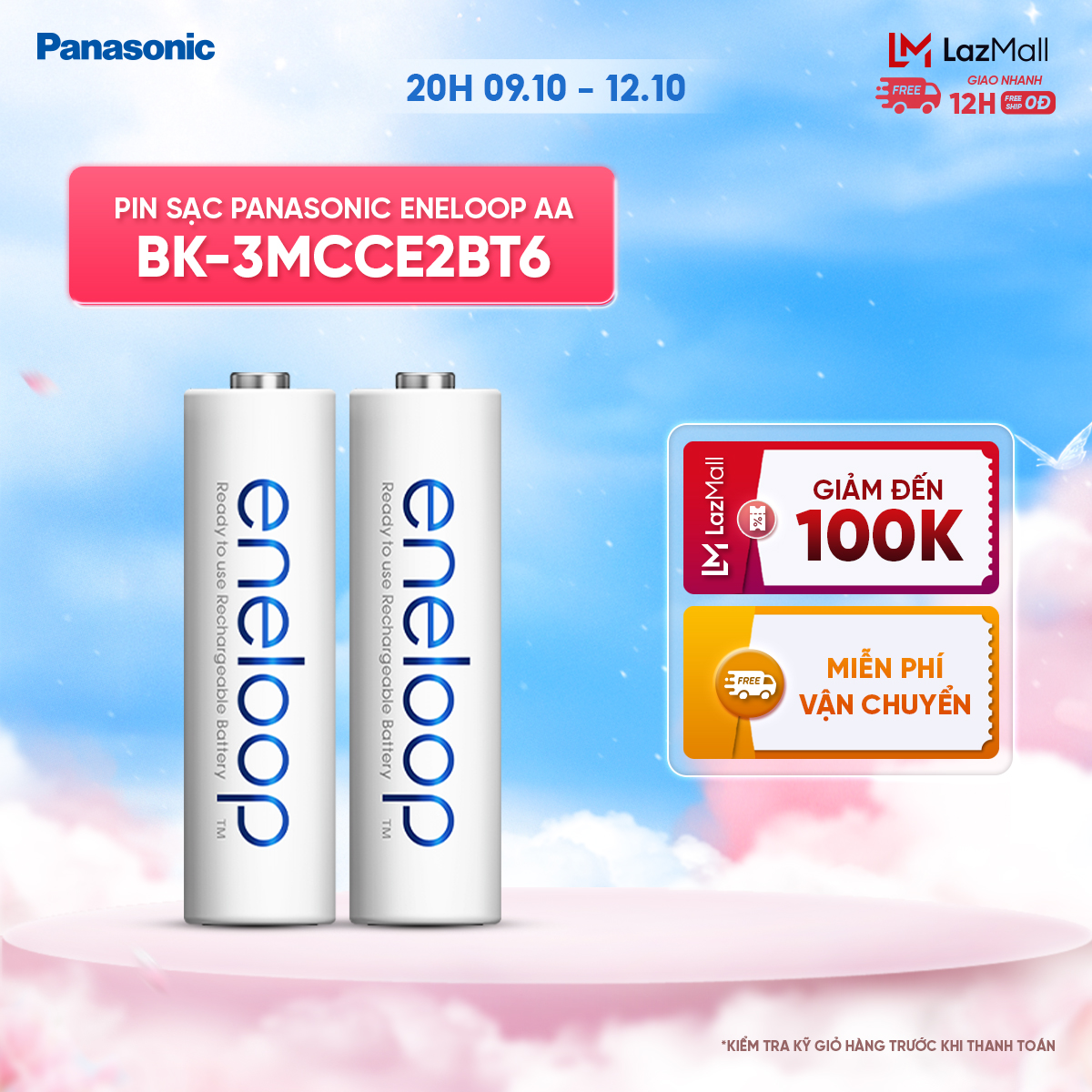 Pin sạc Panasonic eneloop AA 2000mAh BK-3MCCE2BT6 (Vỉ 2 viên) - Hàng chính hãng