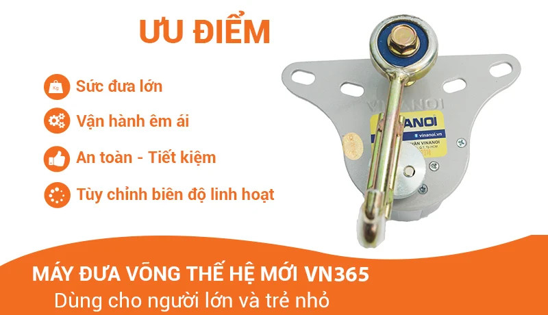 Máy đưa võng trẻ em VINANOI VN365 sức đưa 80kg, chịu lực tốt, không ồn giúp bé ngủ ngon và sâu giấc - Bảo hành chính hãng 1 năm