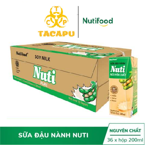 Thùng 36 hộp sữa đậu nành nuti nguyên chất hộp 200ml tu.nsdn02az - thương hiệu nutifood - tacapu