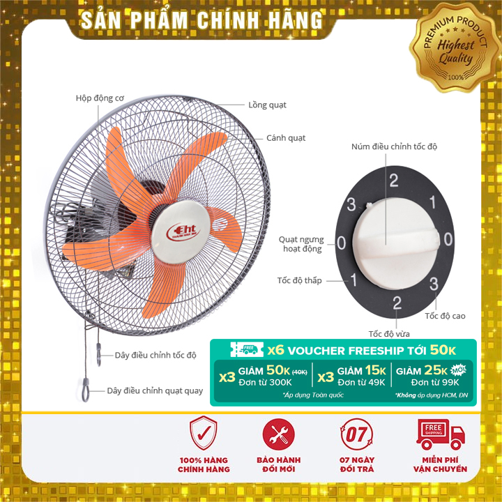 Quạt treo tường thân sắt