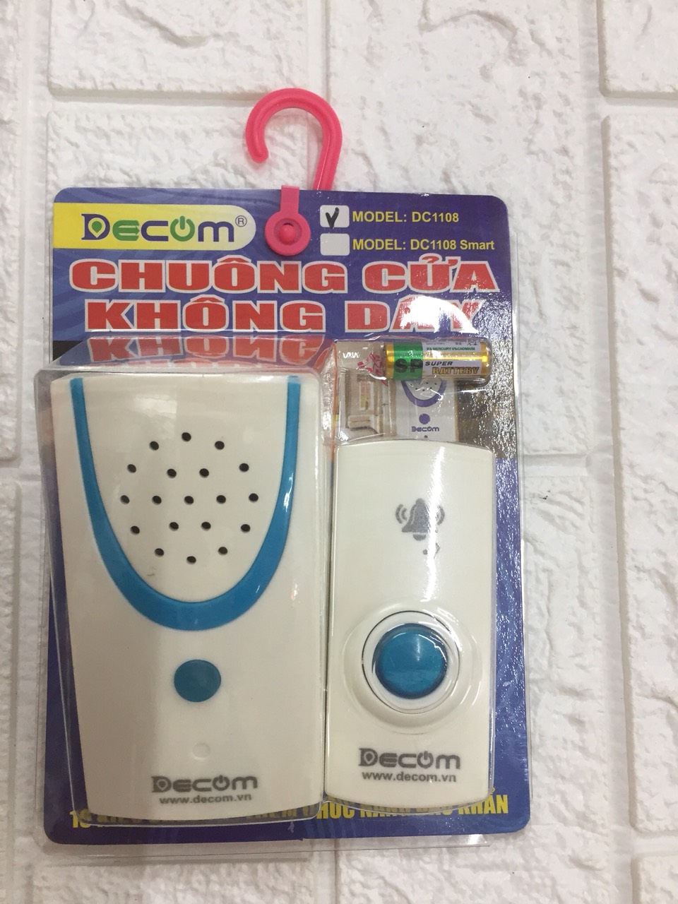 Chuông cửa không dây decom 1108 chống nước ,công tắc không dây