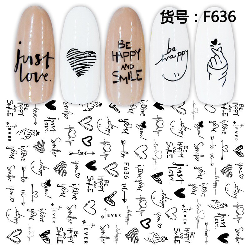 Sticker dán móng chủ đề chữ