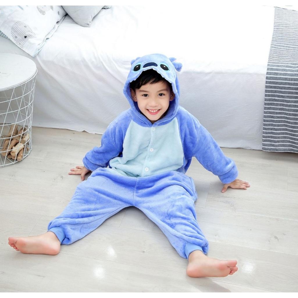 Bộ đồ hình thú STITCH XANH cho bé ,bộ đồ liền thân nhiều màu cho bé Trai bé Gái loại CAO CẤP Chất Xịn