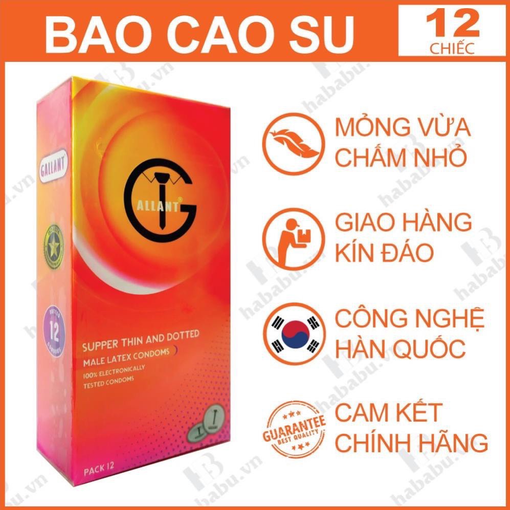 [HCM]Bao Cao Su GALLANT Siêu Mỏng Gân gai Truyền Nhiệt Nhanh - 12 chiếc