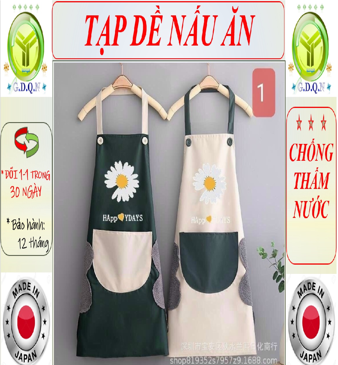 Tạp dề Tạp dề hình gấu Happy day, hình hoa cúc siêu cute cho chị em