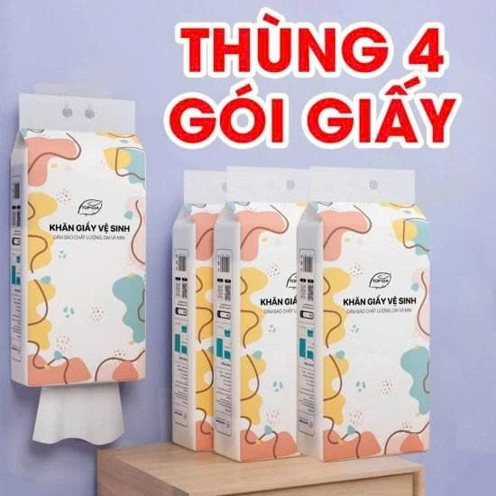 Box of 4 Packages of Top Gia Wall-Mounted Paper Towels 1280 Sheets Super Convenient - Dry Paper Towels Without Preservatives, Soft and Safe for the Skin