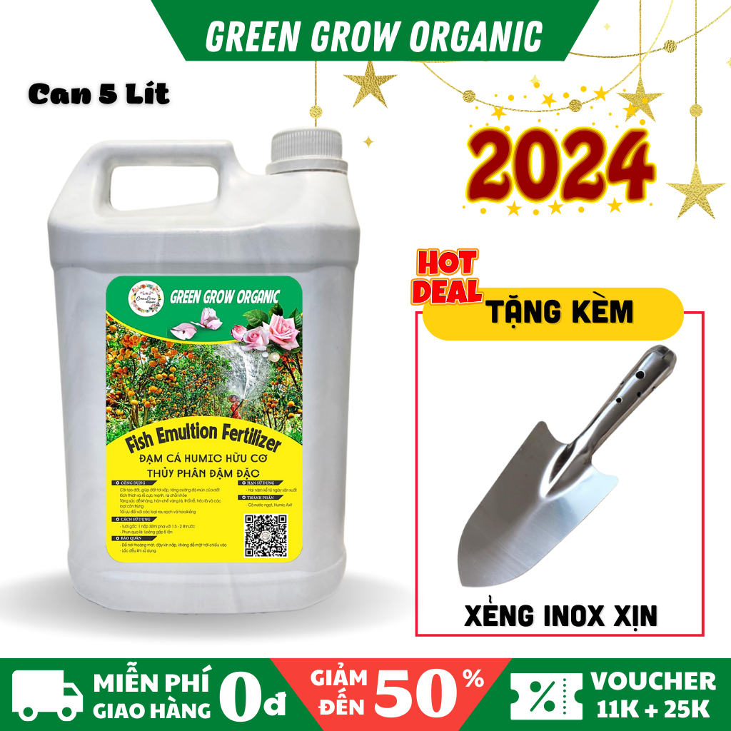 Phân đạm cá 5 Lít Fish Emulsion, phân bón vi sinh, phân cá được thủy phân từ cá nước ngọt dùng cho rau sạch, hoa kiểng MS134