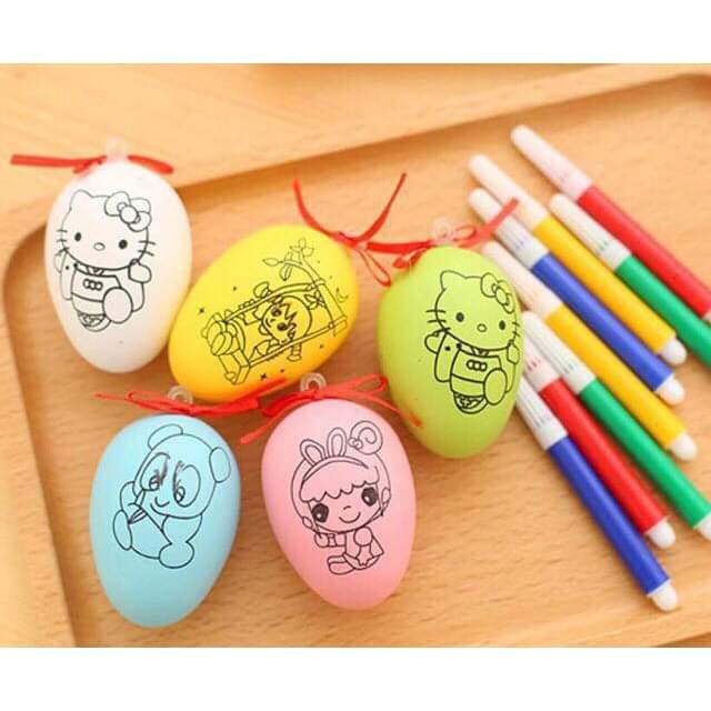 Set 2 quả trứng tô màu cho bé- Đồ chơi tô màu- Trứng tô màu cho bé