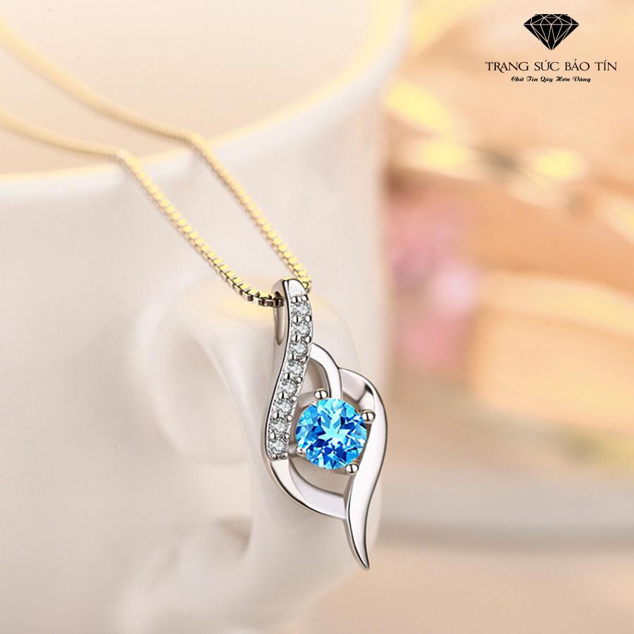 Mặt dây chuyền nữ elsa đá xanh dương lấp lánh - thương hiệu bảo tín
