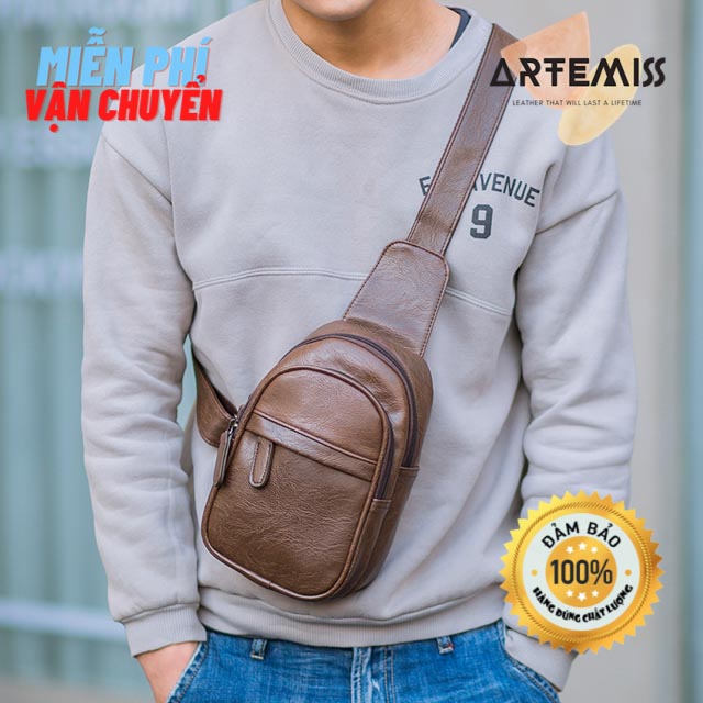 [Freeship + quà tặng 14k] Túi bao tử nam da đeo chéo ngực vai kích thước nhỏ gọn chính hãng Artemis P02Z7W3 hiện đại lịch lãm đi chơi, du lịch, đi tiệc, đi làm, hàng đẹp, cao cấp, chất Siêu bền, phong cách Hàn Quốc cá tính