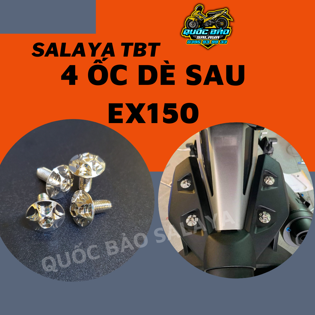 Salaya tbt bộ 4 con ốc 6x15 gắn dè sau ex 150 inox 304 bảo hành trọn đời
