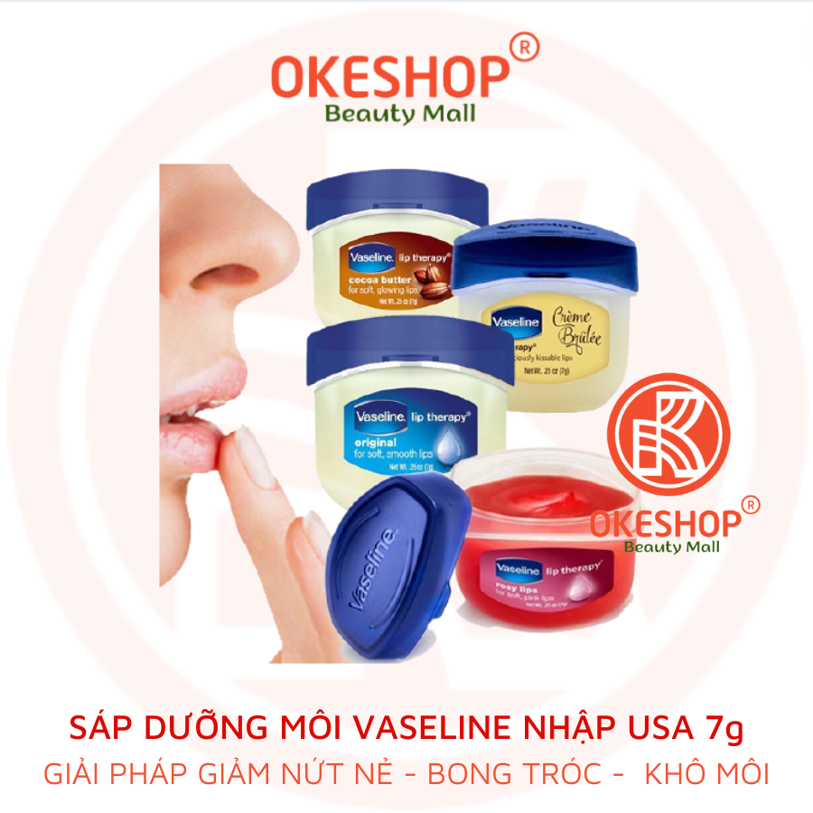 Son hũ vaseline dưỡng môi - mềm mượt môi - căng mọng - vaseline 7g lip therapy original -