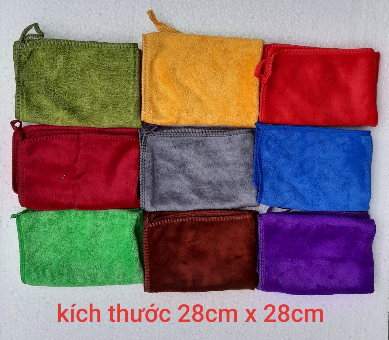 Combo 05 Cái Khăn Mặt Nhung mềm mịn cao cấp 28x28cm dùng được cho trẻ sơ sinh