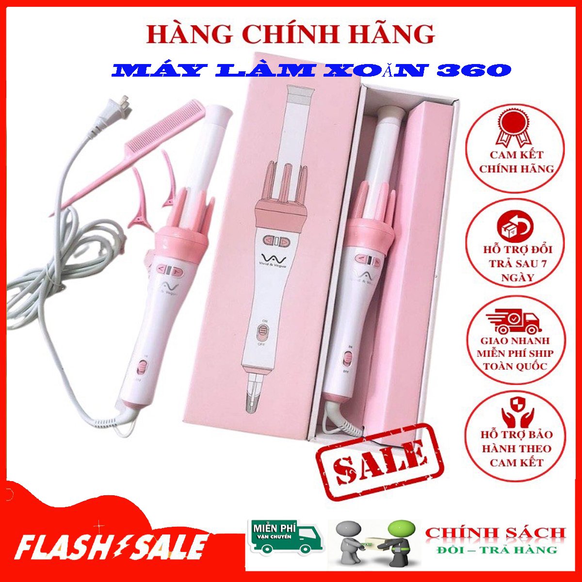 Máy uốn tóc xoăn xoay tự động 360 - gậy uốn xoăn tóc, máy uốn tóc đa năng, máy xoăn giả, máy xoăn sóng cao cấp - center shop