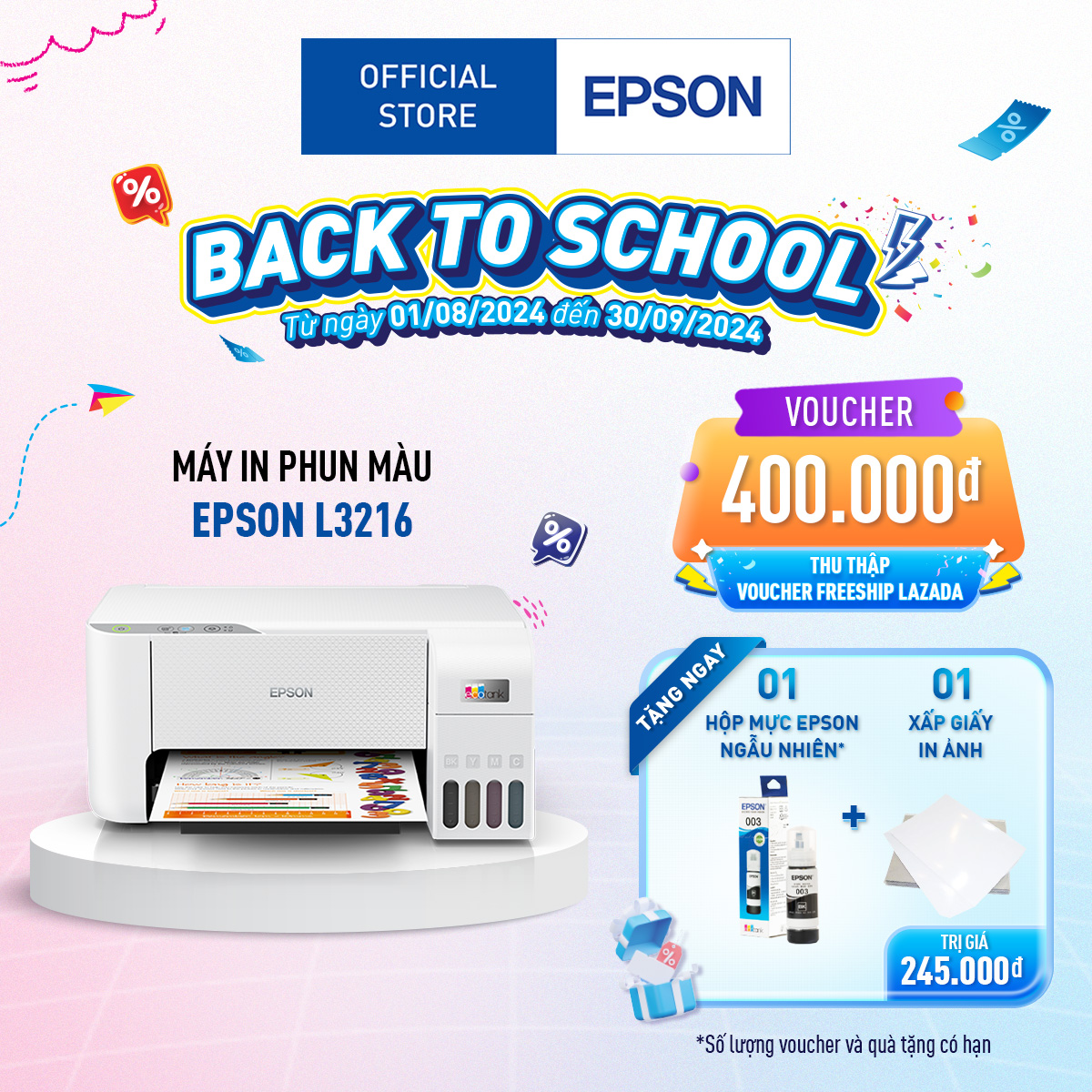 Máy in phun màu đa năng Epson Ecotank L3216