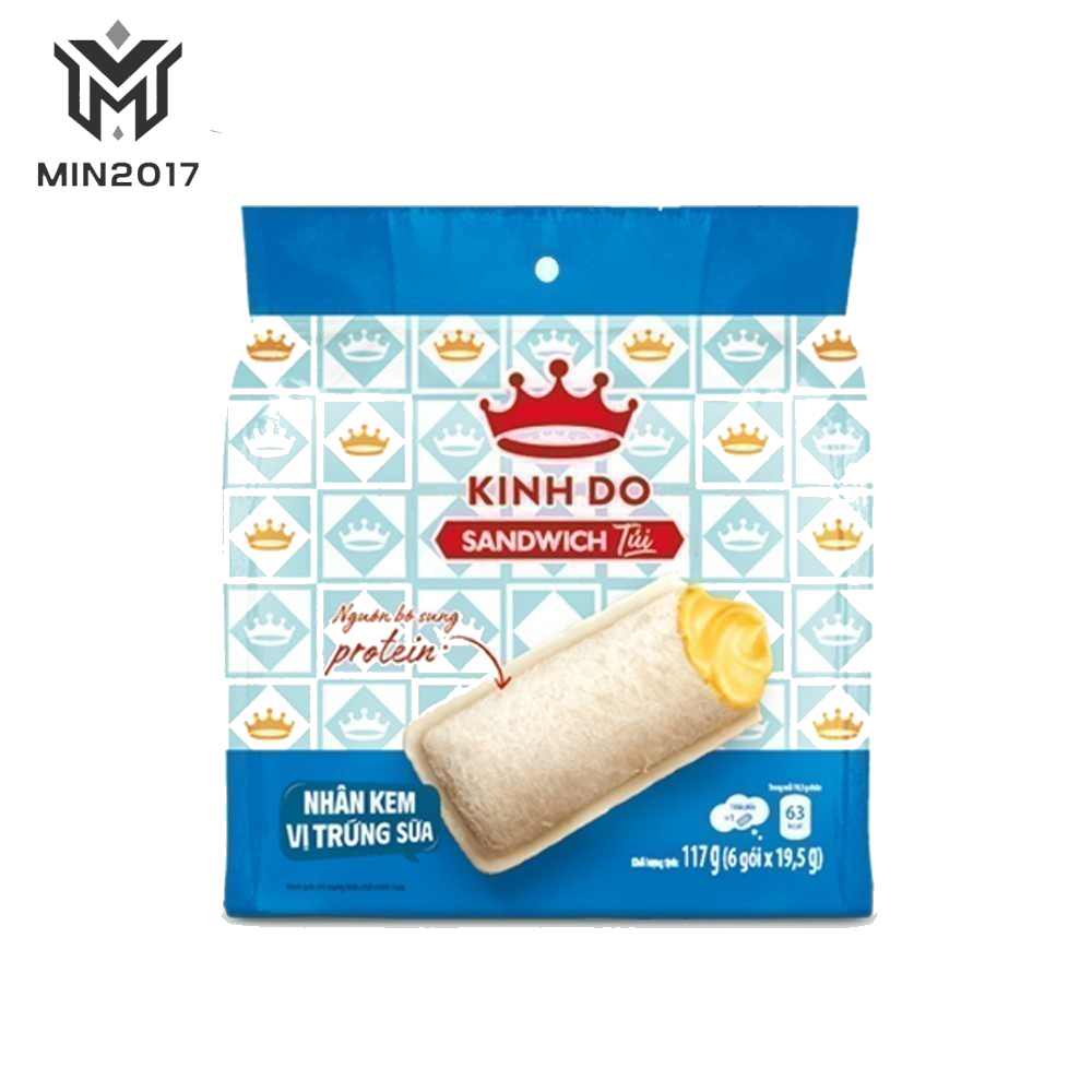 Bịch Bánh kinh đô Sandwich nhân kem vị trứng sữa  (trọng lượng mỗi gói 19.5 gam) thương hiệu  Kinh Đô - Min2017